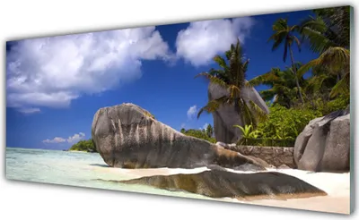 Produktbild von Acrylglasbilder 125x50 Wandbild Druck Felsen Strand Landschaft