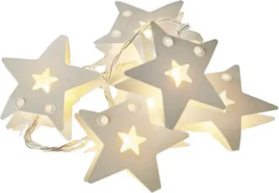 Produktbild von LED Weihnachtsgirlande STERNE, Papier, 10 LEDs, warmweiß, Timer, 1,35 m