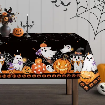 Obrázek produktu pro Halloweenová ubrus, obdélníková, 140 x 180 cm, černá, polyester