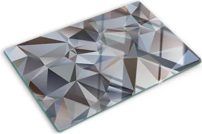 Produktbild von Tulup Glas Herdabdeckplatte - 80x52 cm - Glaskeramikkochfeld-Abdeckung Spritzschutz Glasabdeckplatte - Einteilig - Kunst: Modern & Klassisch - Abstrakte Dreiecke - Grau