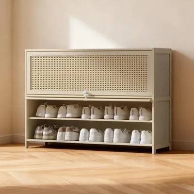 Produktbild von Beiges Mehrstöckiges Schuhregal mit Staubschutz für den Haushalt Schuhregal beige 5 Etagen 100*32*73cm /MXG5-100/