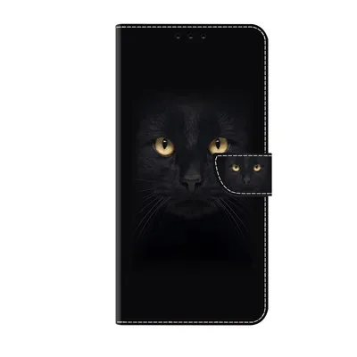 Produktbild von CLM-Tech Handyhülle kompatibel mit Xiaomi Redmi Note 15 5G Hülle - Tasche aus Kunstleder - Klapphülle mit Ständer und Kartenfächern - Schutzhülle Wallet Case Cover in schwarzer Panther Augen