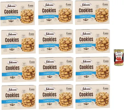 Produktbild von FALCONE Cookies Cioko Latte, Kekse mit Milchschokoladenstückchen 12x 200g + Italian Gourmet polpa 400g