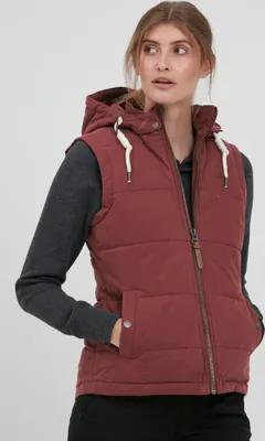 OXMO OXLew Damen Weste Steppweste Outdoor Weste mit Kapuze Eingrifftaschen Baumwollmischung Regular fit