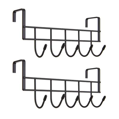 Produktbild von 2er-Set Türgarderoben - Türbügel - Garderobenständer für Handtücher und Kleidung - Metall - Schwarz