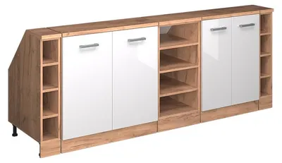Produktbild von Küchenschrank für Dachschrägen Vicco R-Line Weiß Hochglanz 210 cm 5er Set Schrankkorpuss 60 cm Tiefe, Model 60492