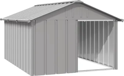 Image de Niche pour chien Gris 116,5x153x81,5 cm Acier galvanisé