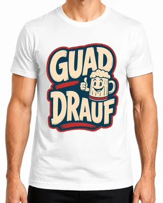 Productafbeelding van Guad Drauf bierkan, Wiesn , traditioneel kledingstuk, leren broek voor heren, T-shirt, wit, maat L