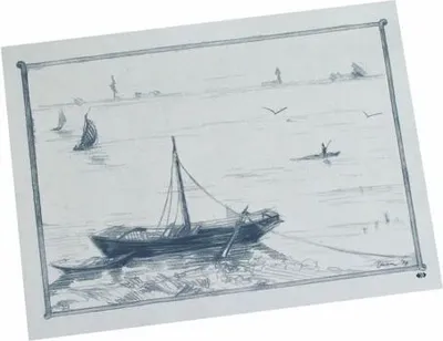 Produktbild von Tischsets, Papier 30 cm x 40 cm weiss "Ruderboot"