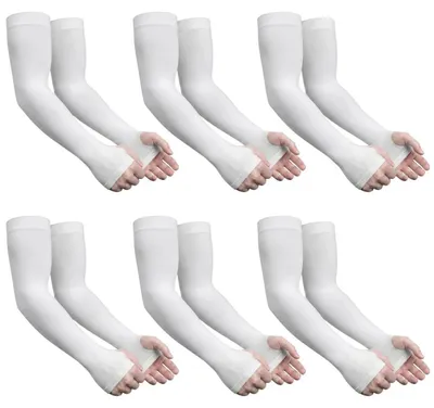 Produktbild von 6 Paar Armstulpen UV-Schutz Kühlend für Damen Herren Weiß