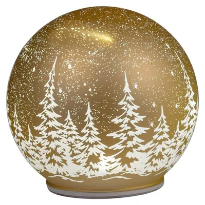 Produktbild von LED Kugel WINTERWALD DREHEND mit Sternschnuppe gold ⌀ 15cm Glas Timer Formano