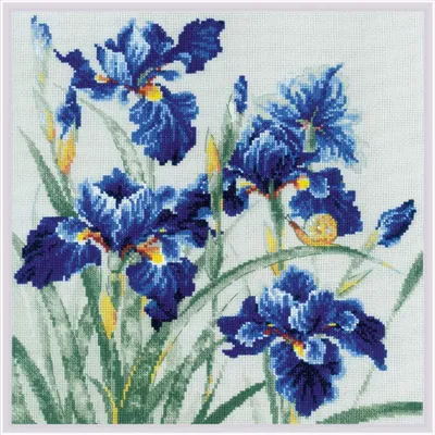 Produktbild von Riolis Kreuzstich Set "Blaue Schwertlilien", Zählmuster, 30x30cm