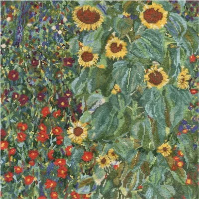 Obrázek produktu pro DMC sada pro vyšívání křížkem "Farmářská zahrada se slunečnicemi, Gustav Klimt", počítaný vzor, 28.5x28.5cm