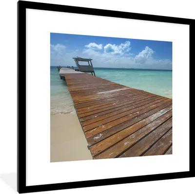 Produktbild von MuchoWow® MuchoWow® Gerahmtes Poster Promenade am Karibischen Meer, Isla Mujeres 40x40 cm - Poster mit zchwarzem Bilderrahmen - Poster - Plakat im Rahmen