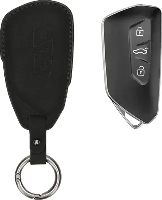 Produktbild von kwmobile Kunstleder Autoschlüssel Cover kompatibel mit VW Golf 8 3-Tasten Autoschlüssel Hülle - Schutzhülle mit Matte-Finish und Schlüsselring -