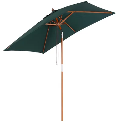 Zdjęcie produktu dla Parasol składany 200 x 150 cm z drewna jodłowego – parasol z 3-stopniową regulacją nachylenia, parasol ogrodowy na taras i do ogrodu, ochrona przed promieniowaniem UV, odporny na warunki atmosferyczne, kolor zielony