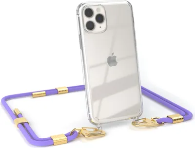 Produktbild von EAZY CASE Handykette für Apple iPhone 11 Pro, Transparente Silikonhülle mit Band, Clear Case, abnehmbar in  Violett