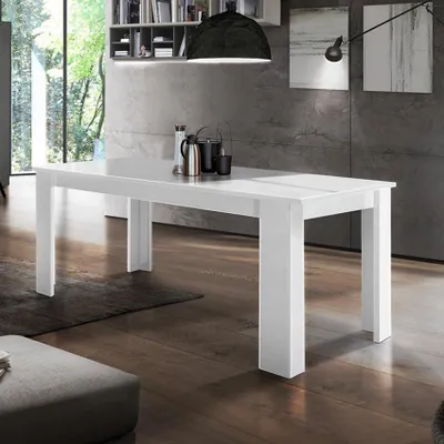 Produktbild von Weißer Hochglanz-Esstisch ausziehbar 140-190x90cm für Esszimmer Jesi Light