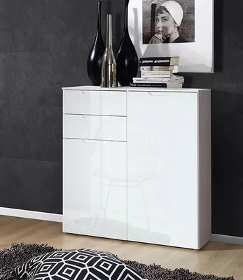 Produktbild von Kommode Sideboard Anrichte weiß Hochglanz 110cm
