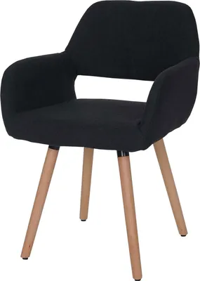 Produktbild von Esszimmerstuhl HWC-A50 II, Stuhl Küchenstuhl, Retro 50er Jahre Design  Textil, schwarz-grau, helle Beine