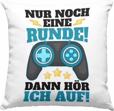 Produktbild von Trendation - Gamer Deko-Kissen mit Füllung 40x40 Geschenk Jungen Zocker Mitbringsel Männer Deko-Kissen mit Füllung 40x40n Zocken Gaming Geschenkideen Kinder PC Zubehör Spruch Lustig (Grau)