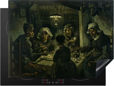Produktbild von KitchenYeah© Herdabdeckplatte Die Kartoffelesser - Vincent van Gogh , 70x52cm, Küche Deko, Glaskeramikkochfeld Herdabdeckung, Abdeckplatte fùr Kochfeld