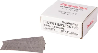 Productafbeelding van Makita spijkers, 0,6 x 25 mm, roestvrij staal, model F-32155, 10.000 stuks.