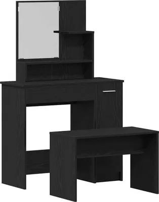 Immagine prodotto di Set da toeletta vidaXL, 2 pezzi, nero, effetto rovere, MDF
