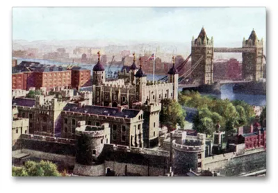Produktbild von Premium Textil-Leinwand 90x60cm quer Premium Textil-Leinwand 90 cm x 60 cm quer Tower Bridge and Tower of London / on the left: "A Warder" | Wandbild, HD-Bild auf Keilrahmen, Fertigbild auf hochwertigem Vlies, Leinwanddruck von Jens Siebert