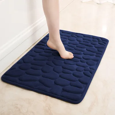Produktbild von Rutschfeste Badematte Badteppiche 50 x 80 cm, Badezimmerteppich mit Memory Foam, Badezimmerteppich Duschvorleger Duschteppich für Badewanne, Dusche, Badezimmer,Dunkelblau