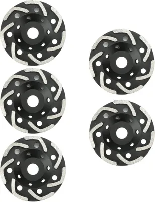 Produktbild von 5x Trade-Shop Diamant Schleifteller / Schleiftopf 125 x 22,23mm V-Segmente kompatibel mit Einhell Hitachi Milwaukee Betonschleifer Sanierungsfräse Flex