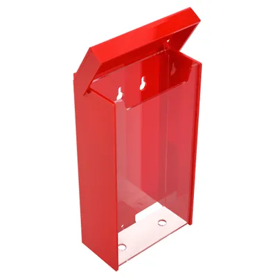 Produktbild von Rote Prospektbox DIN Lang wetterfest, für Außen, mit Deckel, aus glasklarem Acrylglas / Prospekthalter / Flyerhalter / Flyerbox /  transparent - Zeigis®