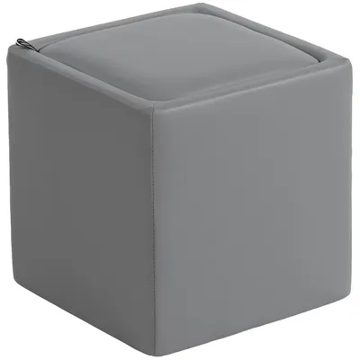 Produktbild von Sitzhocker mit Stauraum Hocker mit Deckel, Quadratischer Fußhocker Sitzwürfel Kunstleder 40 x 40 x 40 cm Grau