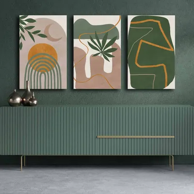 Produktbild von Wallity, 3P4570GSC-005, Dekoratives Leinwandgemälde (3 Teile), Mehrfarbig, 100 % LEINWAND, 145 x 70 cm