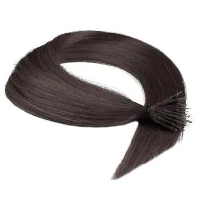 Image de hair2heart Premium Nanoring Extended human hair straight - 25 mèches 0,8g 50cm 6/0 blond foncé