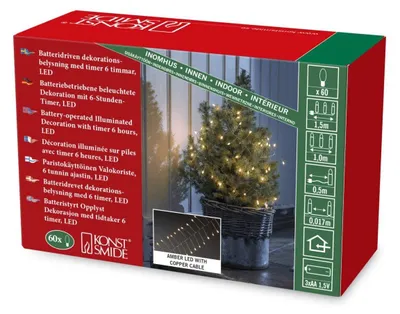 Micro-LED-Lichterkette Firecracker, 60 bernsteinfarbene LEDs, Timer