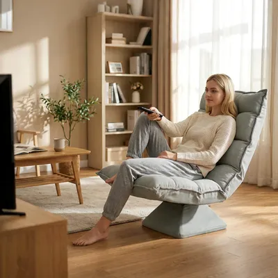 Produktbild von Sweiko Relaxsessel Lesesessel, drehbar, 62 cm x 70 cm x 95 cm, Hellgrau