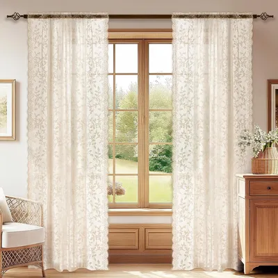 Produktbild von Vorhänge aus Voile, halbtransparent, 2er-Set – Innenvorhänge mit Faltenband – leichte, lichtdurchlässige Vorhänge