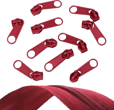 10 Reißverschluss Zipper für Endlosreißverschluss, 5mm, weinrot