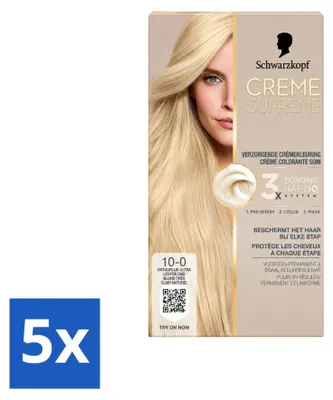 Produktbild von 5 x Schwarzkopf Creme Supreme 10-0 Natürliches Ultra-Lichtblond - 245 g - Vorteilspackung - 5 Stücke