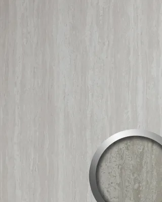 Produktbild von WallFace 19339 TRAVERTIN Einrichtungspaneel in Kalkstein Optik glänzend grau 2,6 m2