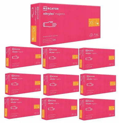 Produktbild von Nitrilhandschuhe 100 Stück. 6-XS Nitrylex Magenta - 10 Stück.
