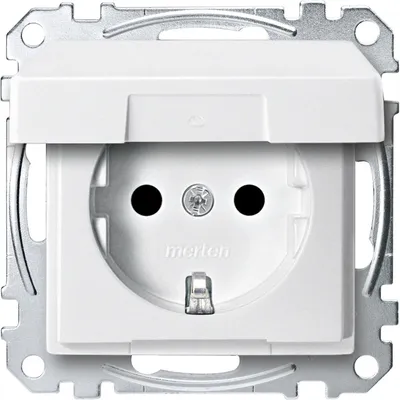 Produktbild von Merten SCHUKO-Steckdose mit Klappdeckel, BRS, Steckklemmen, polarweiß, System M, 1 Stk.