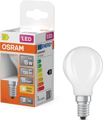 Immagine prodotto di OSRAM LEDFil (Verkaufseinheit: 6) Tropfen E14 1,5W 136lm 2.700K matt 351863 4099854466564