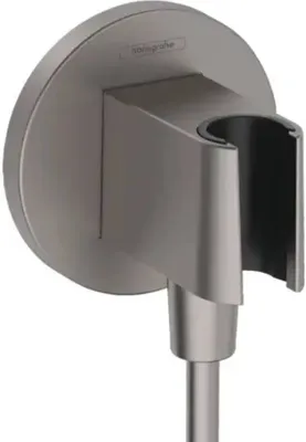 Zdjęcie produktu dla Hansgrohe Fixfit - Kolanko prysznicowe z uchwytem, czarny chrom szczotkowany 26888340