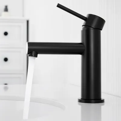 Produktbild von Schwarz Badarmatur Waschtischarmatur Wasserhahn Bad Mischbatterie Einhandmischer für Waschbecken