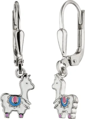 Produktbild von JOBO Kinder Ohrhänger Lama weiß 925 Sterling Silber Ohrringe Kinderohrringe