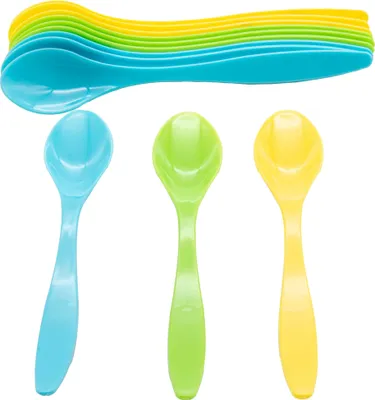 Produktbild von 12x Eierlöffel Babylöffel Löffel Eislöffel Teelöffel Mehrweglöffel Joghurtlöffel