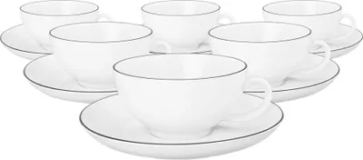 Produktbild von Seltmann Weiden Lido Black Line rund Teetasse 0,2 l + Untertasse 6er Set