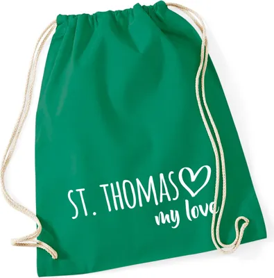Produktbild von Huuraa Turnbeutel St. Thomas my love 12 Liter Kelly Green Baumwolle Rucksack Geschenkidee